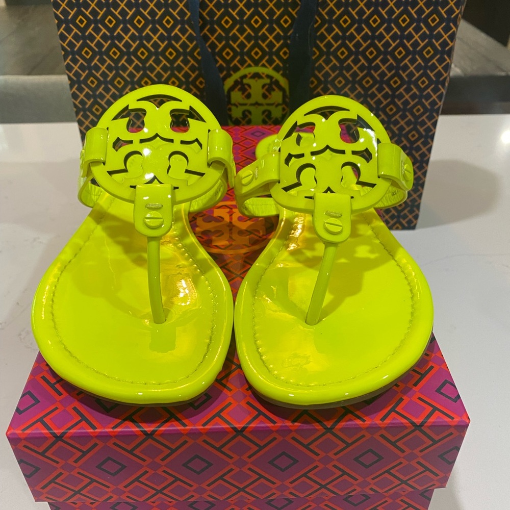 Tory Burch Miller Sandals - Neon yellow.  Sold Out everywhere.  Worn once!